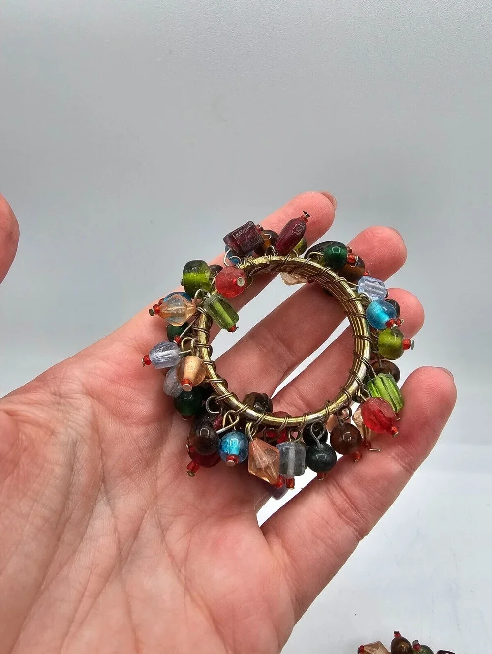 Multicolor Beaded Napkin Rings 8ct VTG Eclectic Bohemian Vibe Handmade